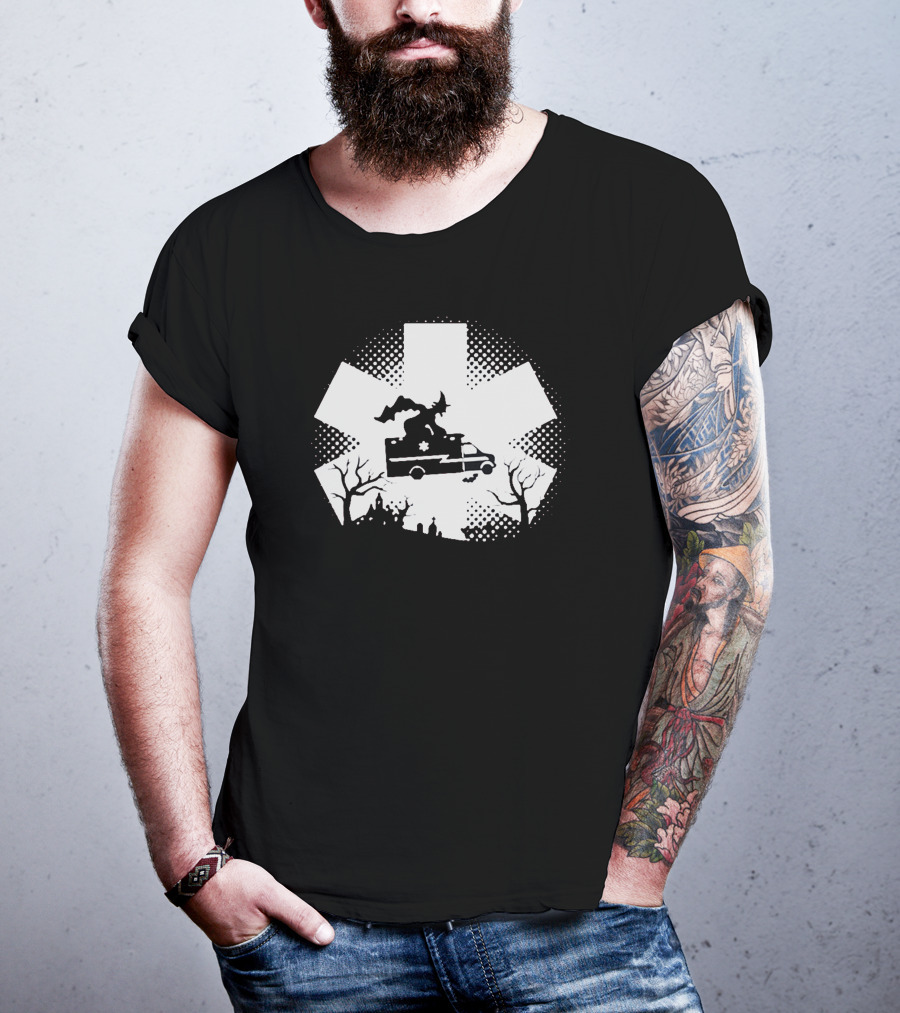 An Ems Ambulance With Dragon And Haunted Landscape T-Shirt