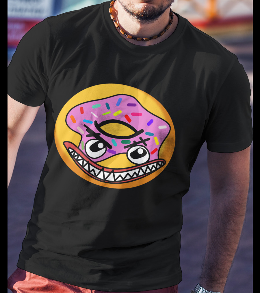 Angry Donut With Sprinkles And Fierce Face Emoji T-Shirt