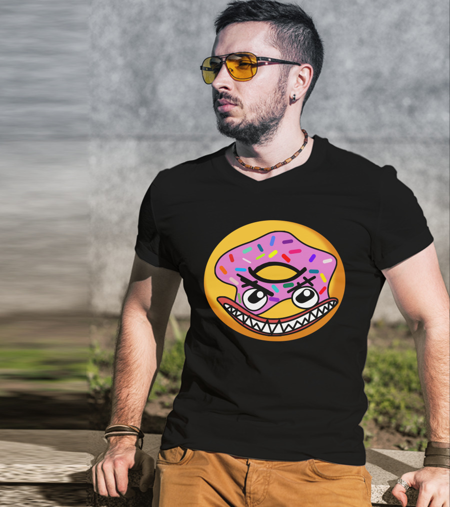 Angry Donut With Sprinkles And Fierce Face Emoji T-Shirt