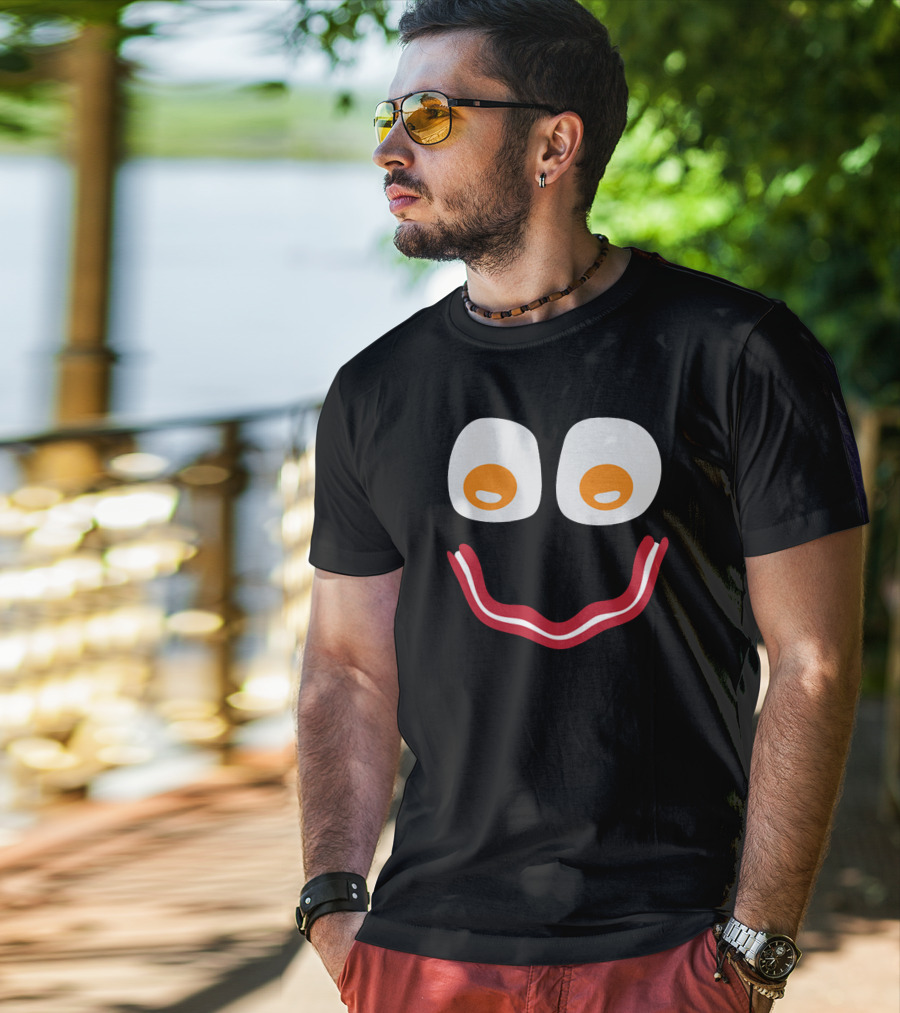 Bacon And Eggs Smiley Face T-Shirt