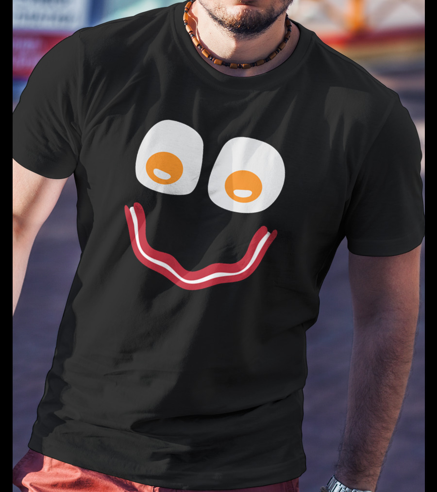 Bacon And Eggs Smiley Face T-Shirt