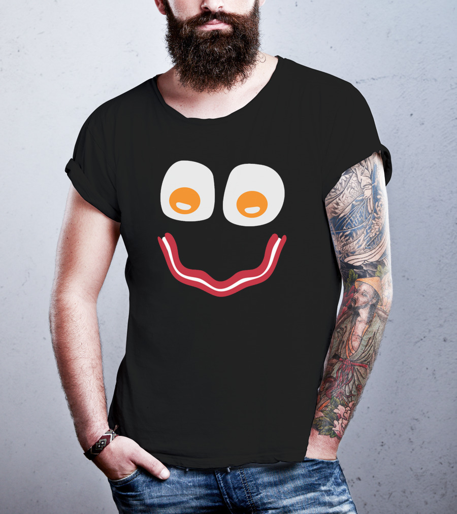 Bacon And Eggs Smiley Face T-Shirt