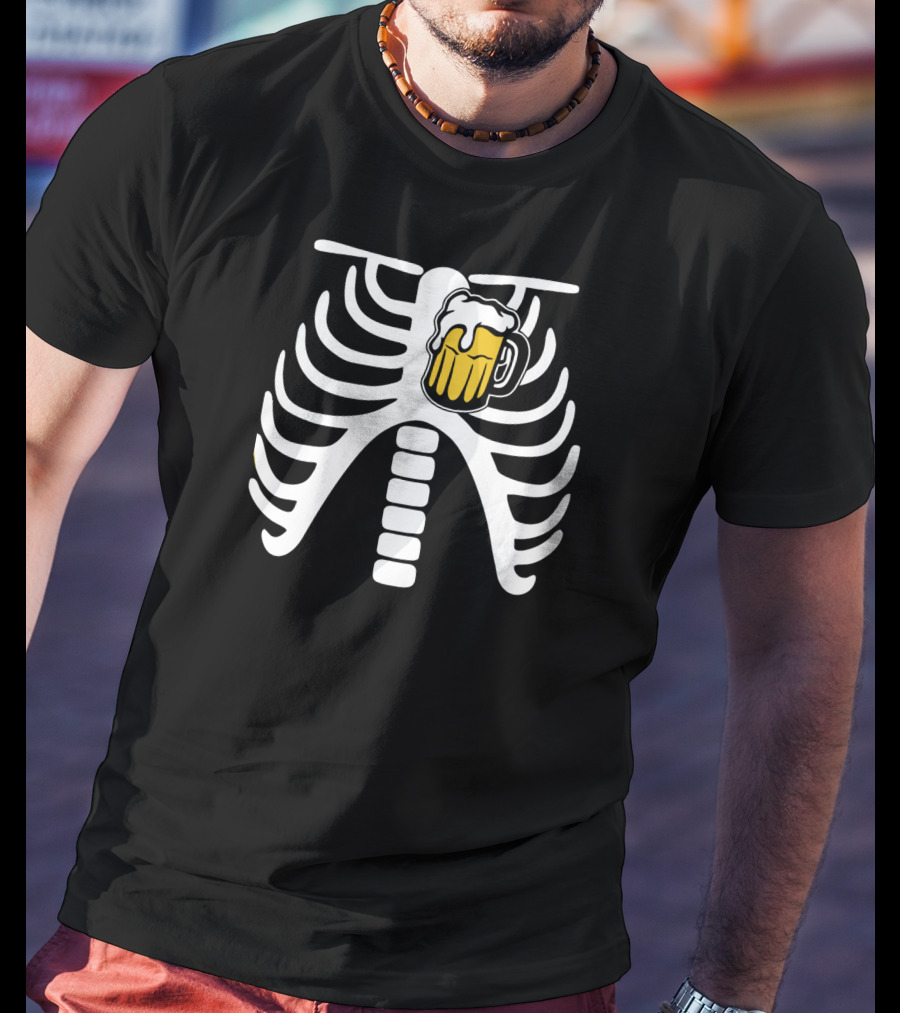 Beer Keeps Me Alive Mug Ribcage T-Shirt