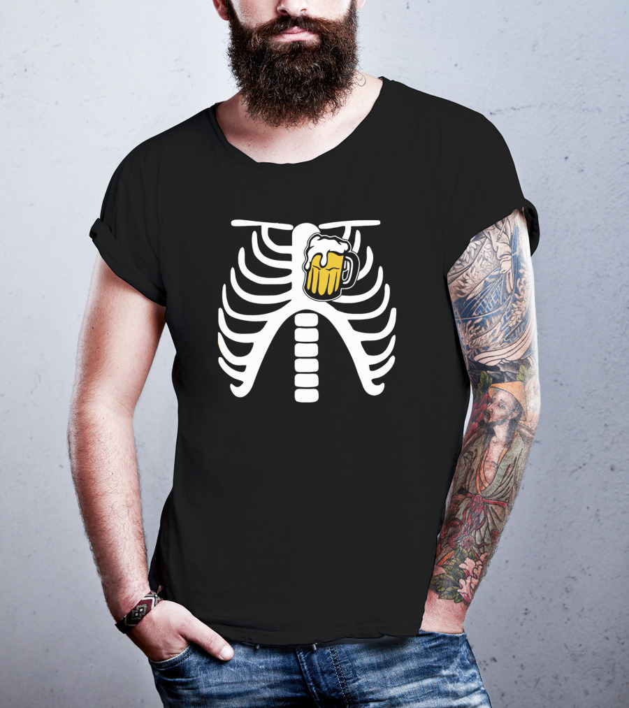 Beer Keeps Me Alive Mug Ribcage T-Shirt