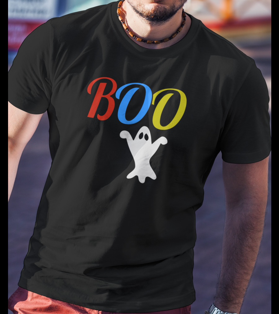 BOO Ghost Multicolor Halloween Spooky T-Shirt