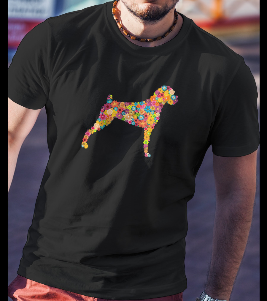 Boxer Flower Pattern Dog T-Shirt