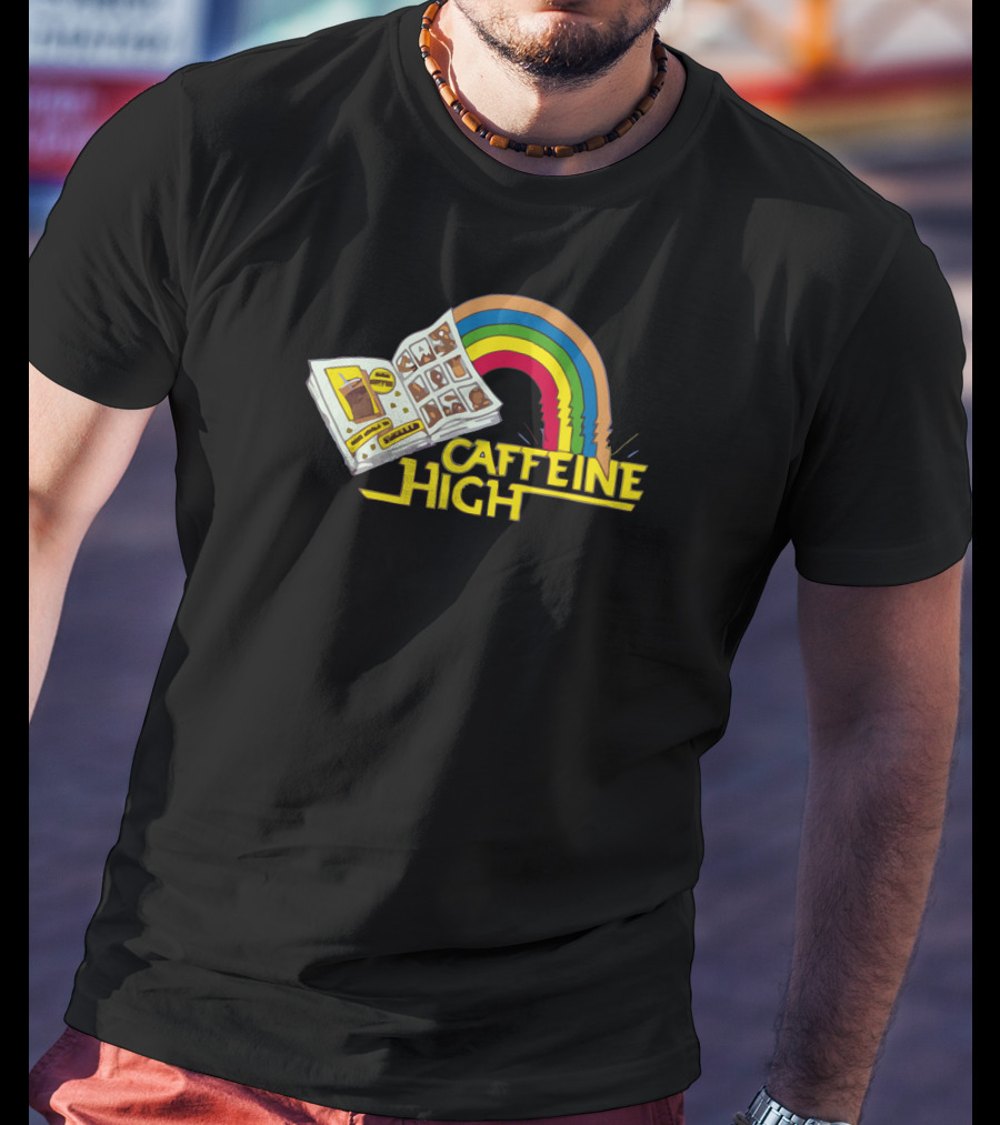 Caffeine High Retro Rainbow Comic Book T-Shirt