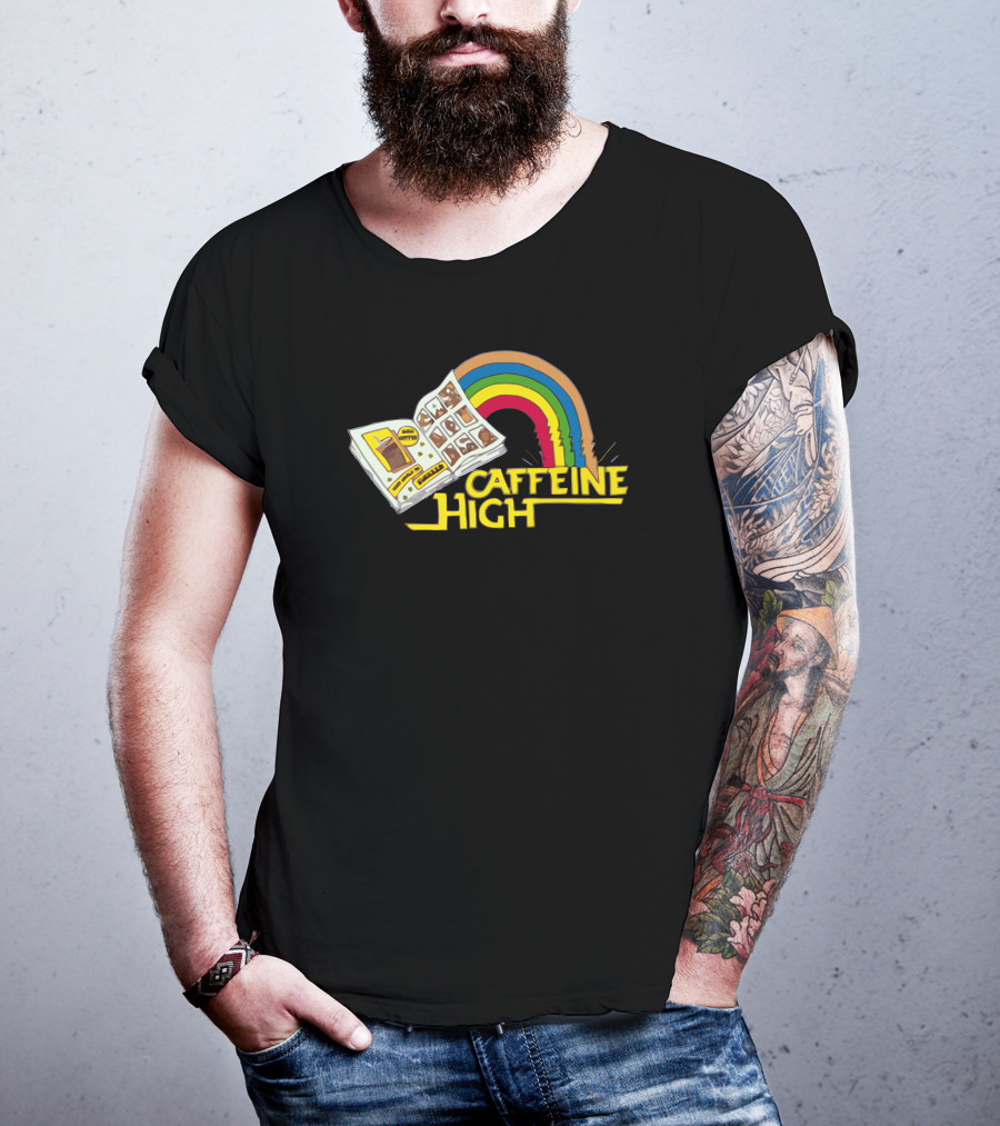 Caffeine High Retro Rainbow Comic Book T-Shirt