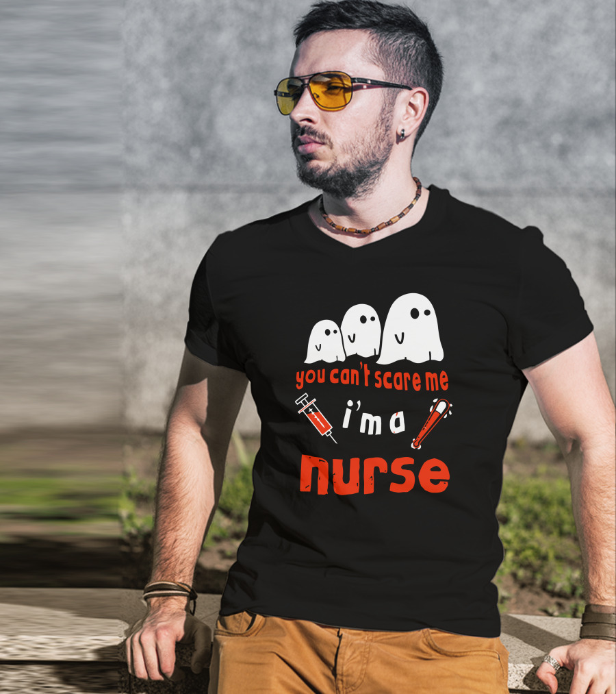 You Can't Scare Me I'm A Nurse Ghosts Syringe Bat T-Shirt