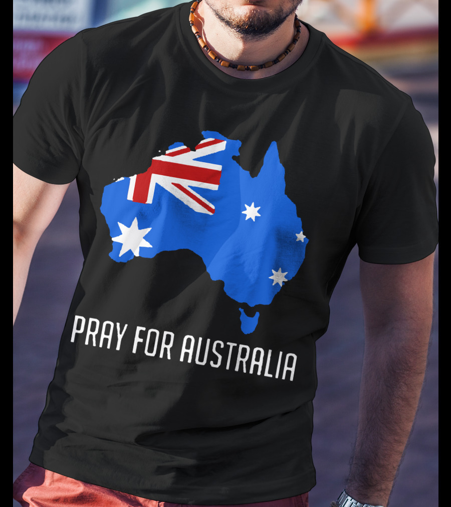 Pray For Australia Forest Fires Australia Map Flag Stars T-Shirt