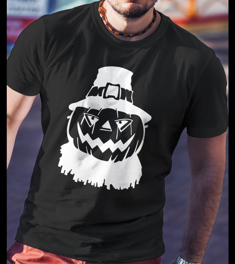 Pumpkin Face Scarecrow Hat T-Shirt