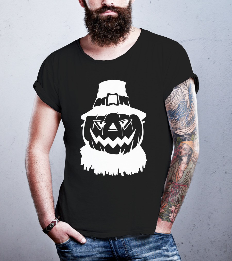 Pumpkin Face Scarecrow Hat T-Shirt