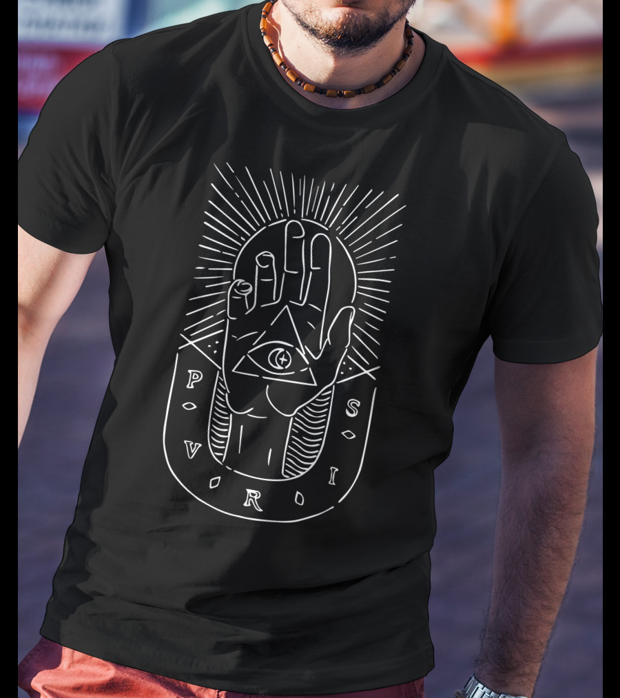Pvris Triangle Eye Hand Symbol With Radiating Lines T-Shirt