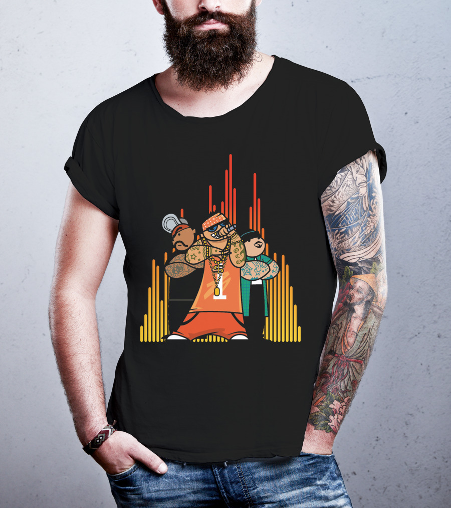 Rapper Gang Urban Tattoo Microphone Trio T-Shirt