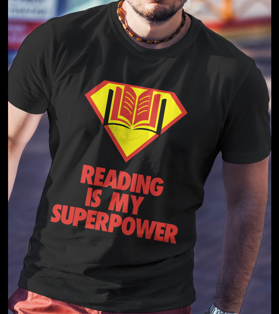 Reading Is My Superpower Book Emblem Hero T-Shirt