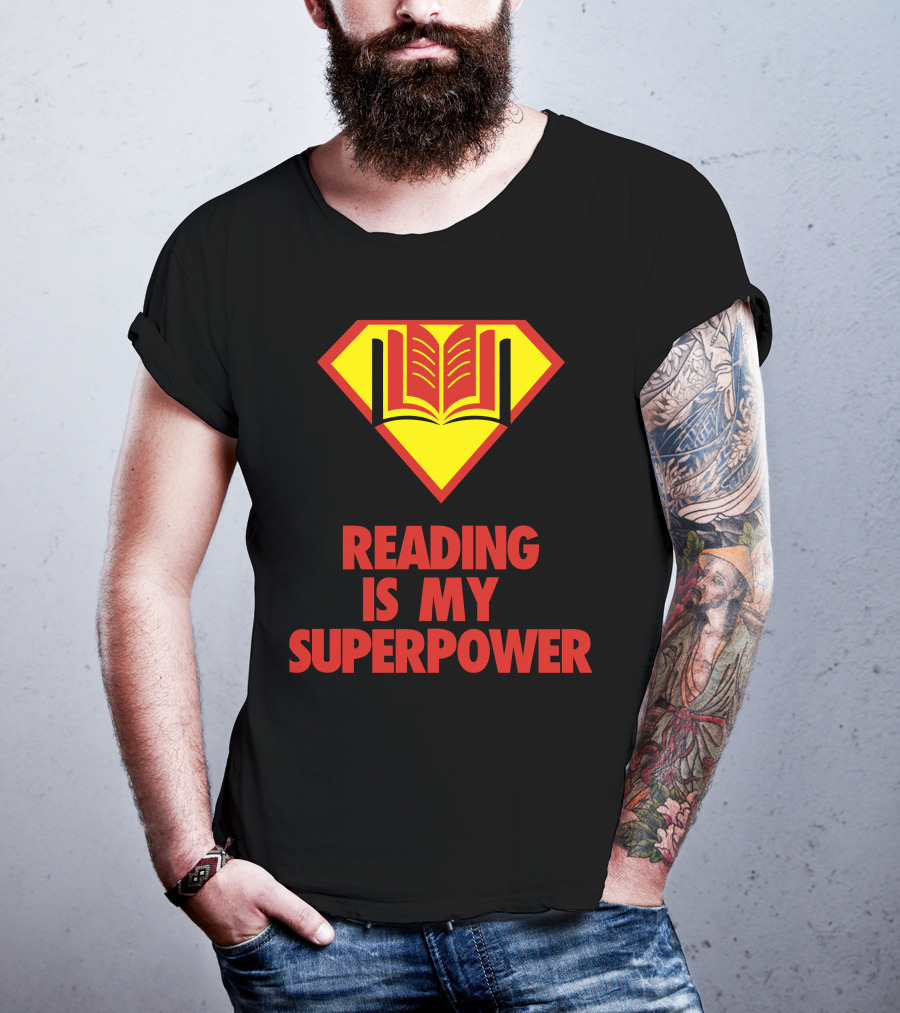 Reading Is My Superpower Book Emblem Hero T-Shirt