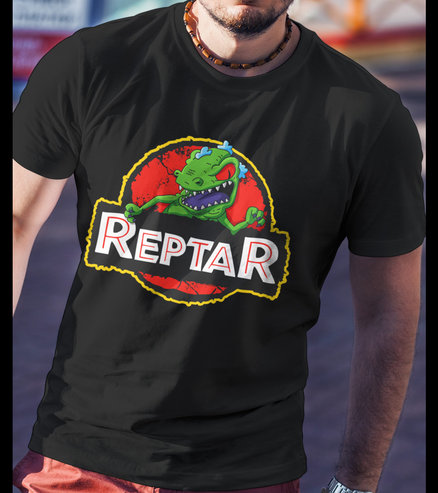 Reptar Dinosaur Red Circle Background Rugrats 90s Nickelodeon T-Shirt
