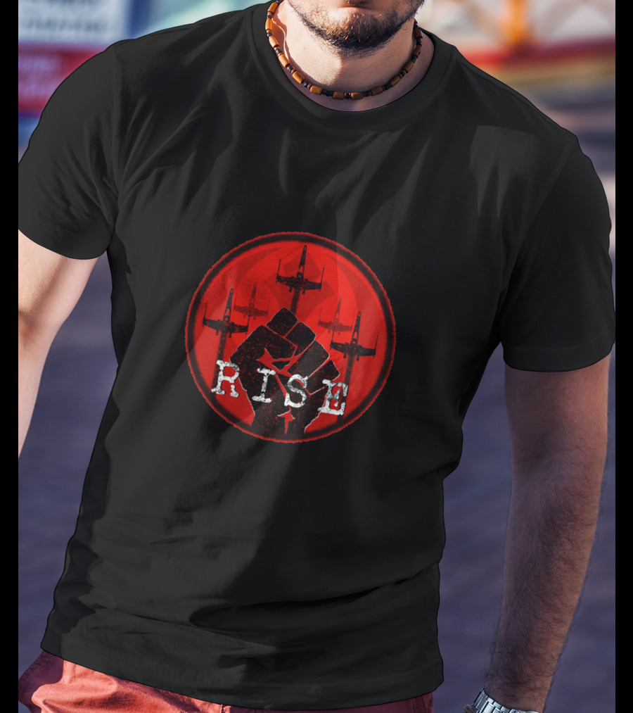 RISE Red Circle Fist With Airplanes T-Shirt