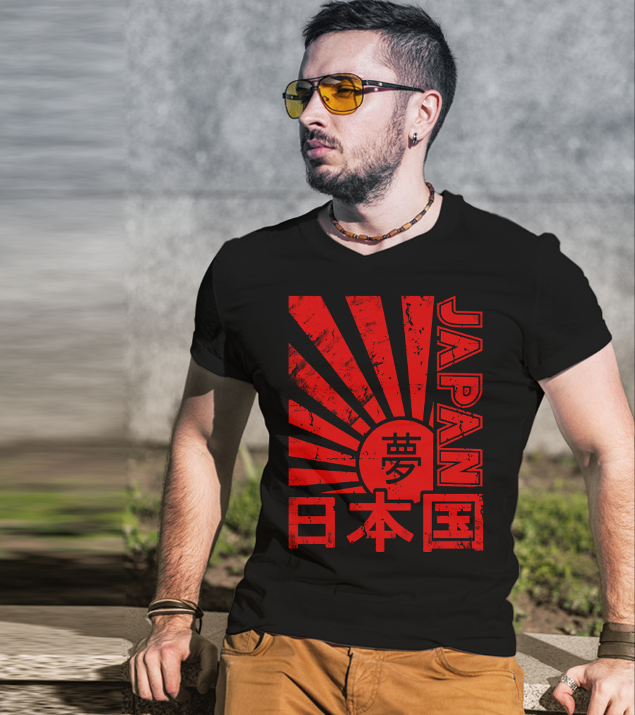 Japan Red Rising Sun Kanji T-Shirt