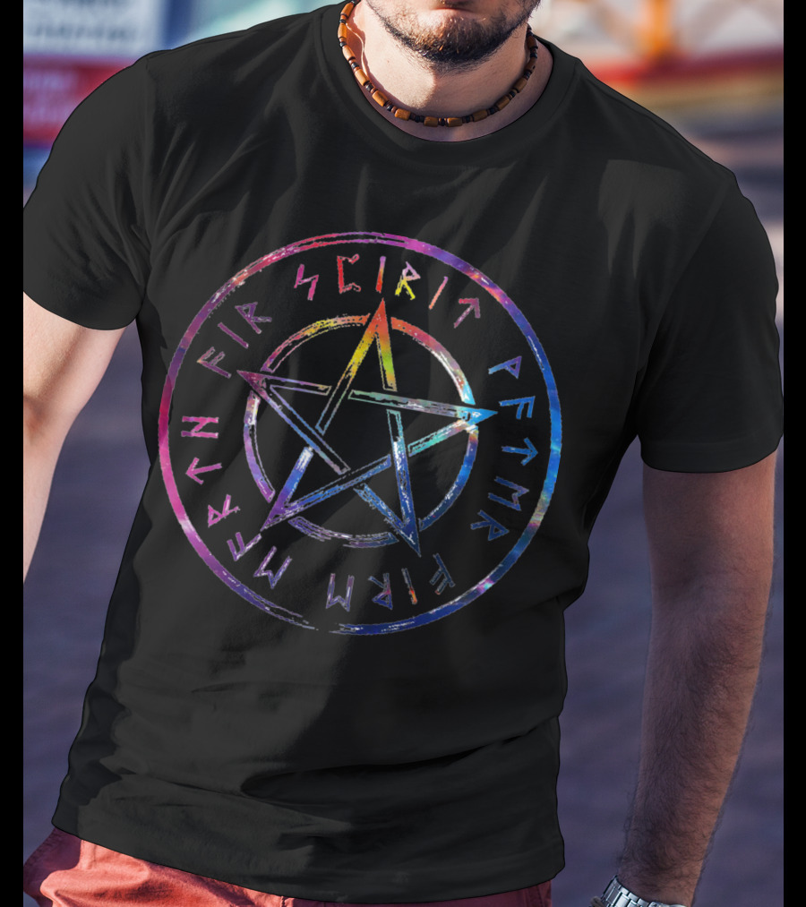 Runes Of Magic Spirit Fire Water Earth Pentacle T-Shirt