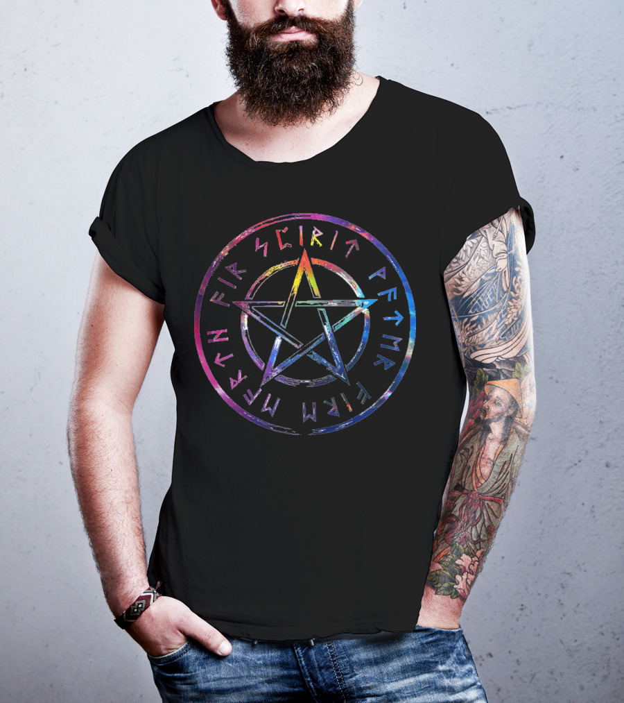 Runes Of Magic Spirit Fire Water Earth Pentacle T-Shirt