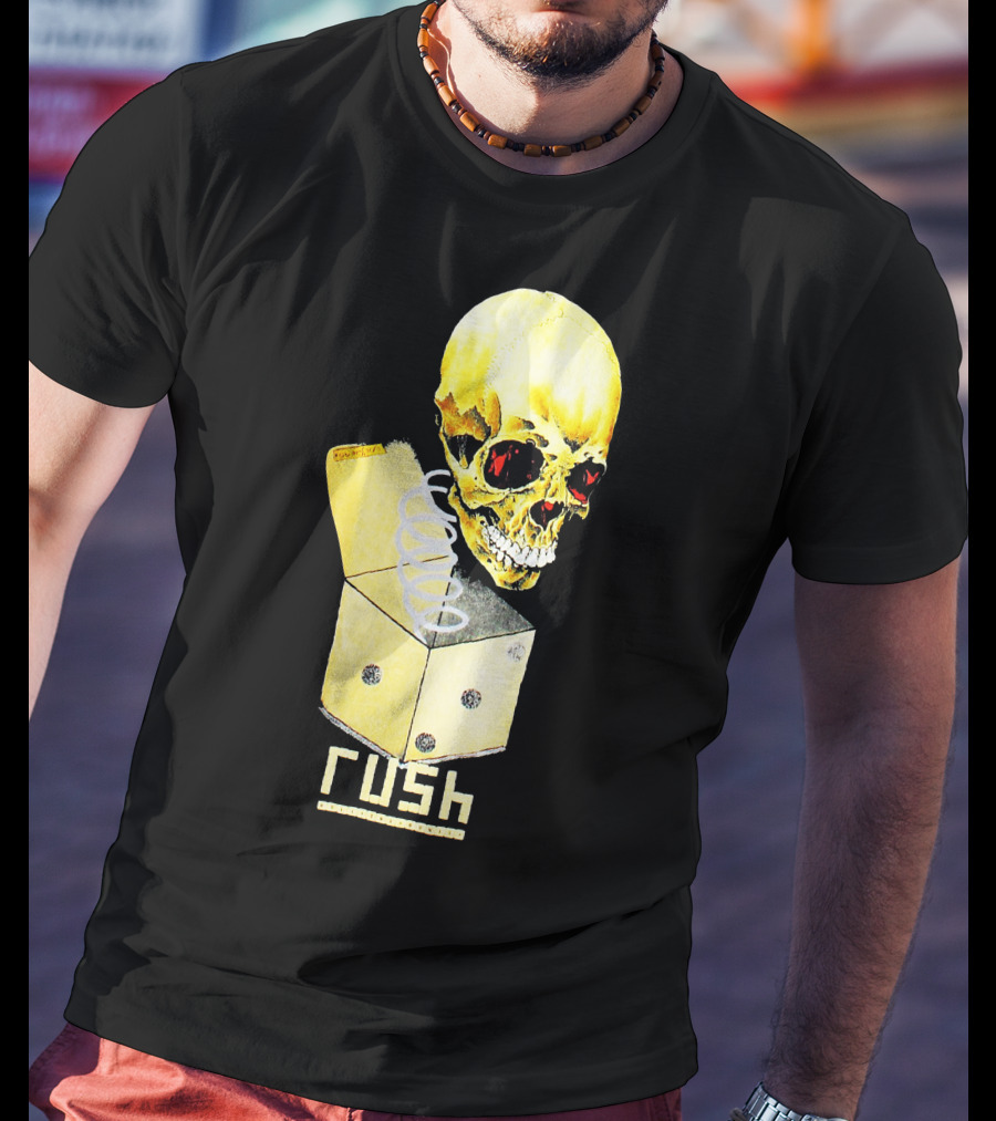 Rush Pushead Skull Springing From Dice Box T-Shirt