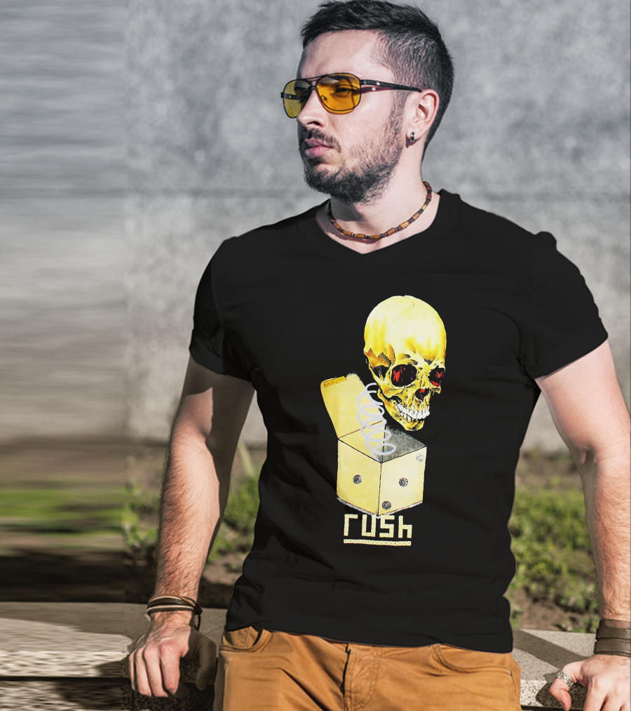Rush Pushead Skull Springing From Dice Box T-Shirt