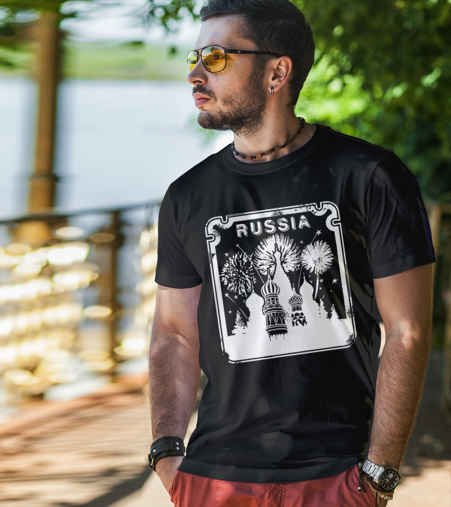 Russia Saint Basil's Cathedral Fireworks T-Shirt