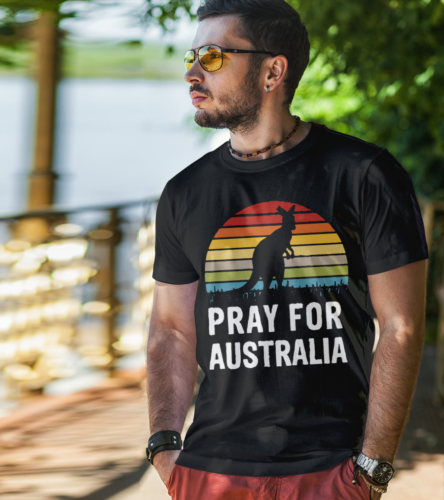 Pray For Australia Kangaroo Sunset T-Shirt