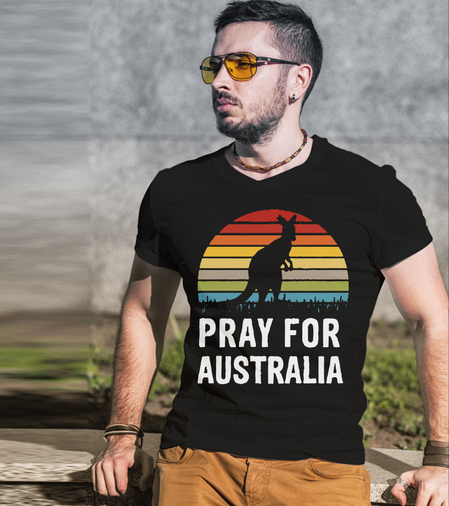 Pray For Australia Kangaroo Sunset T-Shirt