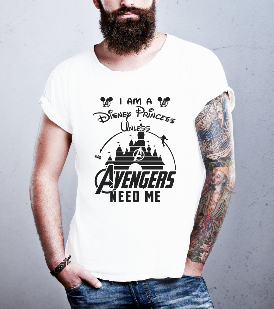 I Am A Disney Princess Unless Avengers Need Me Marvel Crossover Disney Castle Icons T-Shirt