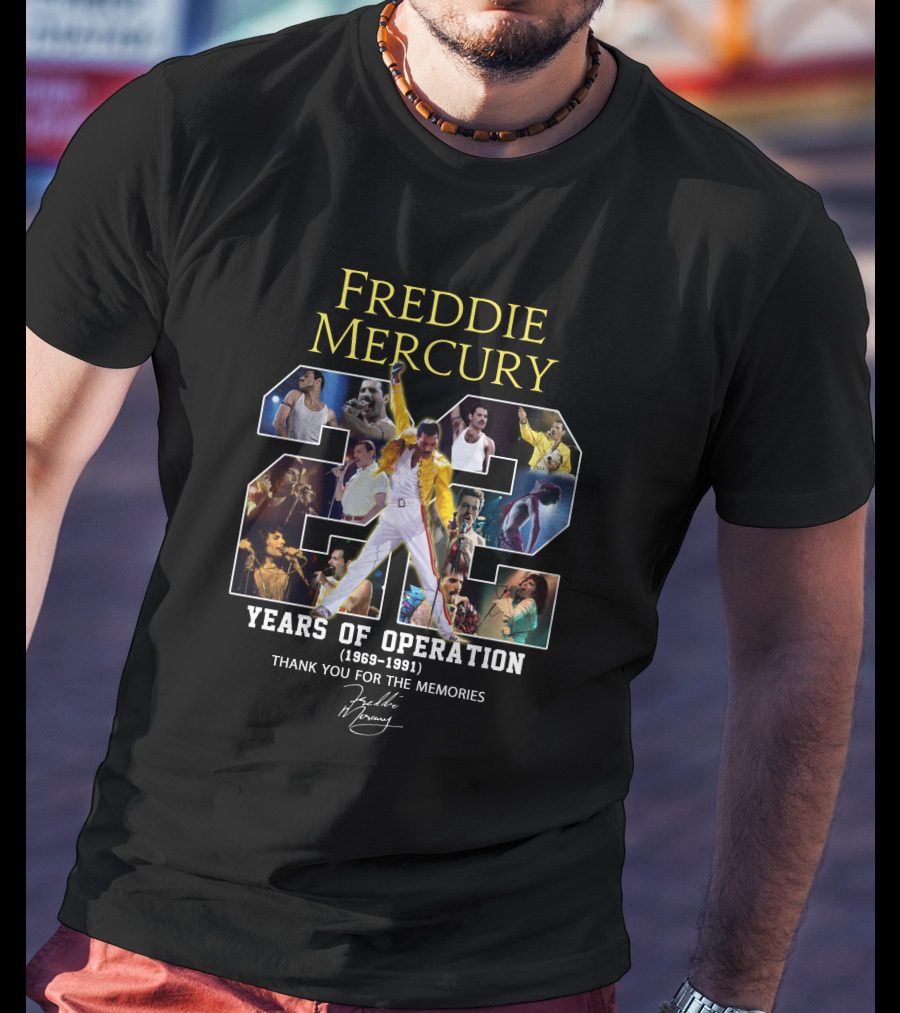 Freddie Mercury 22 Years Of Operation (1969-1991) Thank You For The Memories T-Shirt
