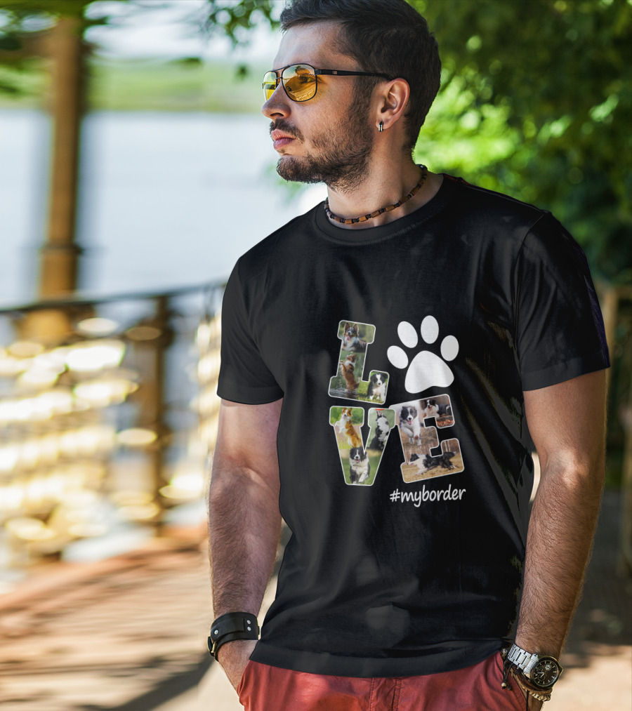 LOVE Paw Print Border Collie #myborder T-Shirt