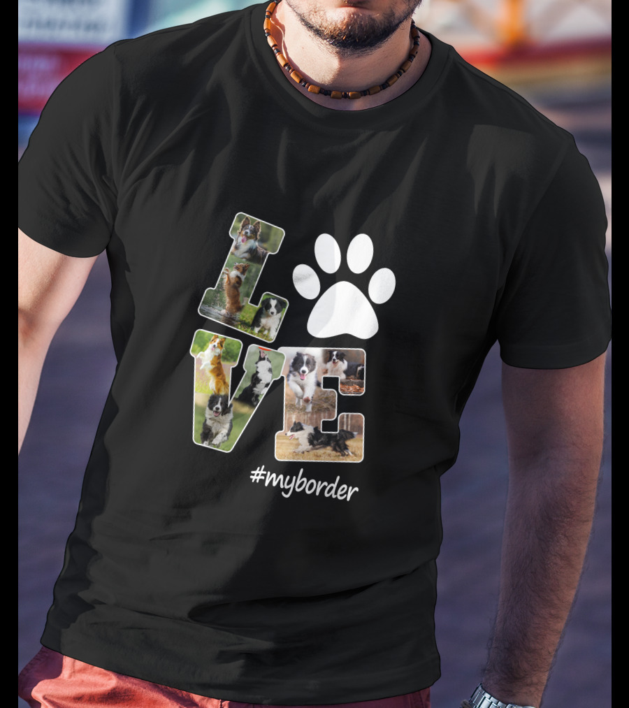 LOVE Paw Print Border Collie #myborder T-Shirt