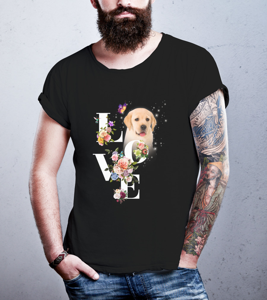 LOVE Labrador Flowers Butterfly Puppy Magic T-Shirt