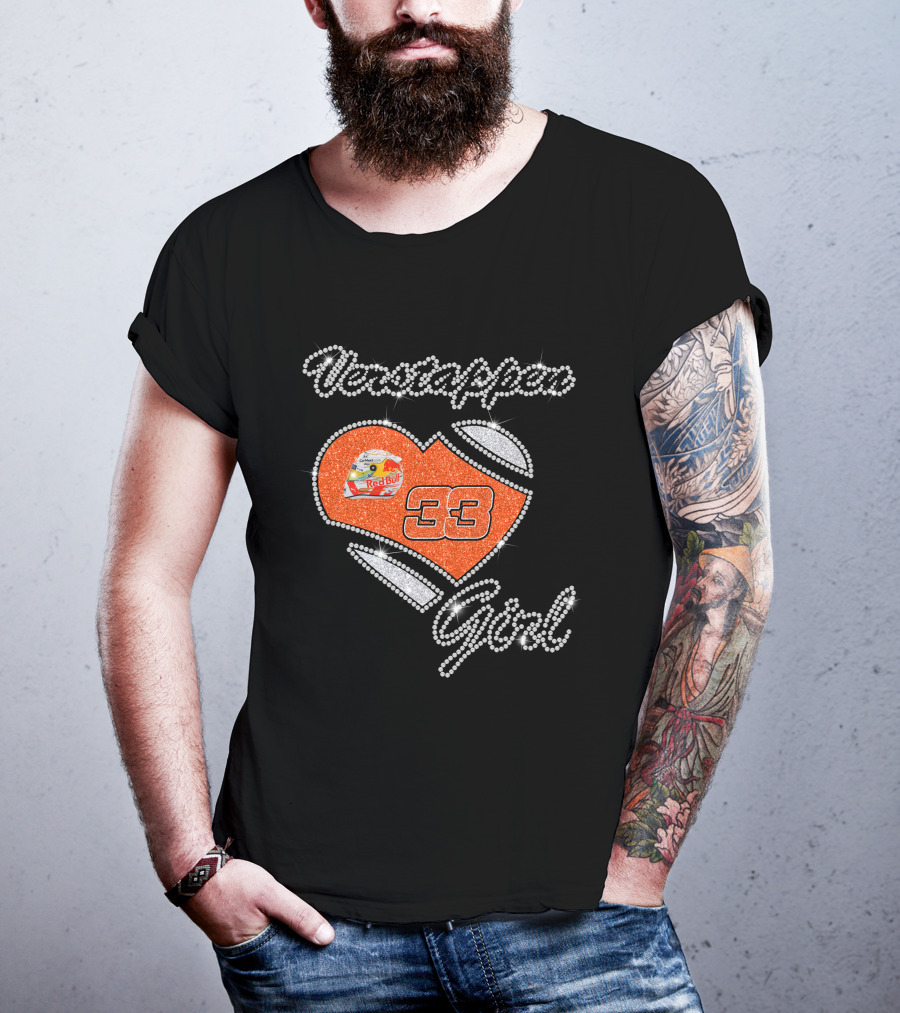 Verstappen Girl 33 Red Bull Heart Sparkle T-Shirt