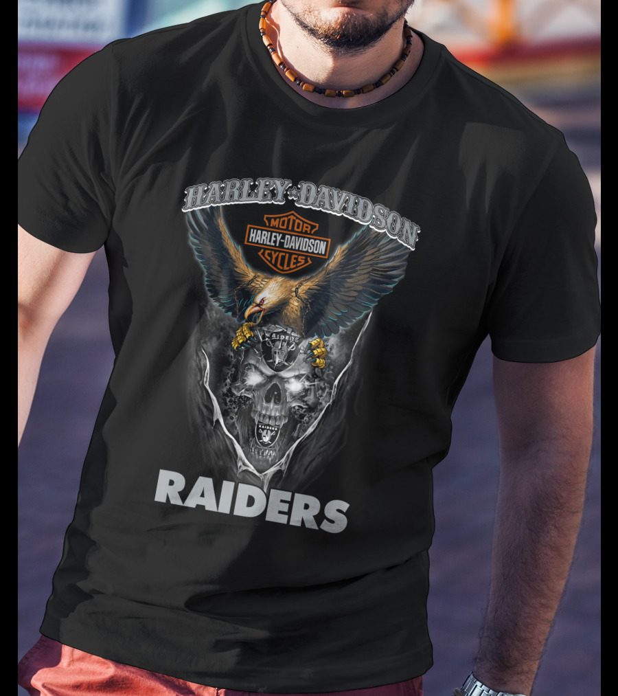 Harley Davidson Motor Cycles Eagle Skull Raiders Las Vegas Hd29Nfl T-Shirt