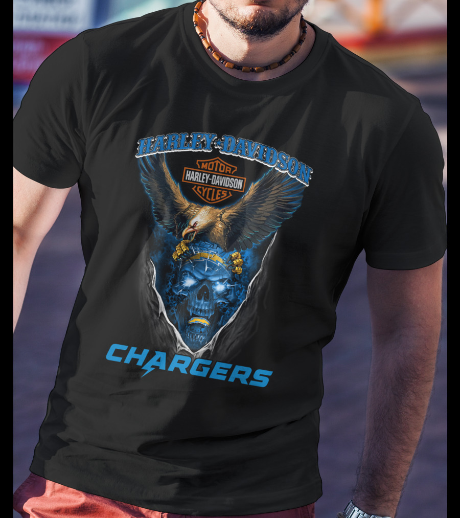 Harley Davidson Motorcycles Chargers Hd29Nfl Los Angeles T-Shirt