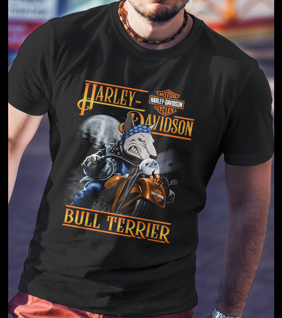 Harley Davidson Bull Terrier Motorcycles T-Shirt
