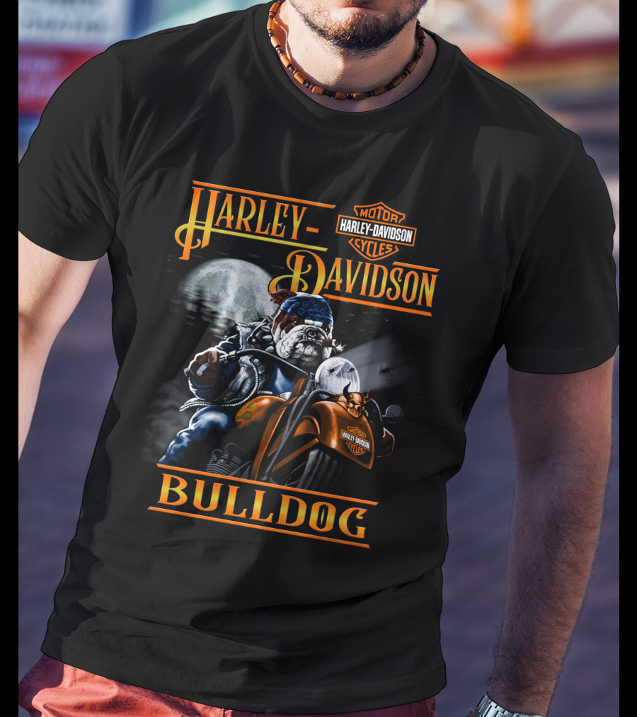 Harley Davidson Bulldog Moonlight Ride T-Shirt