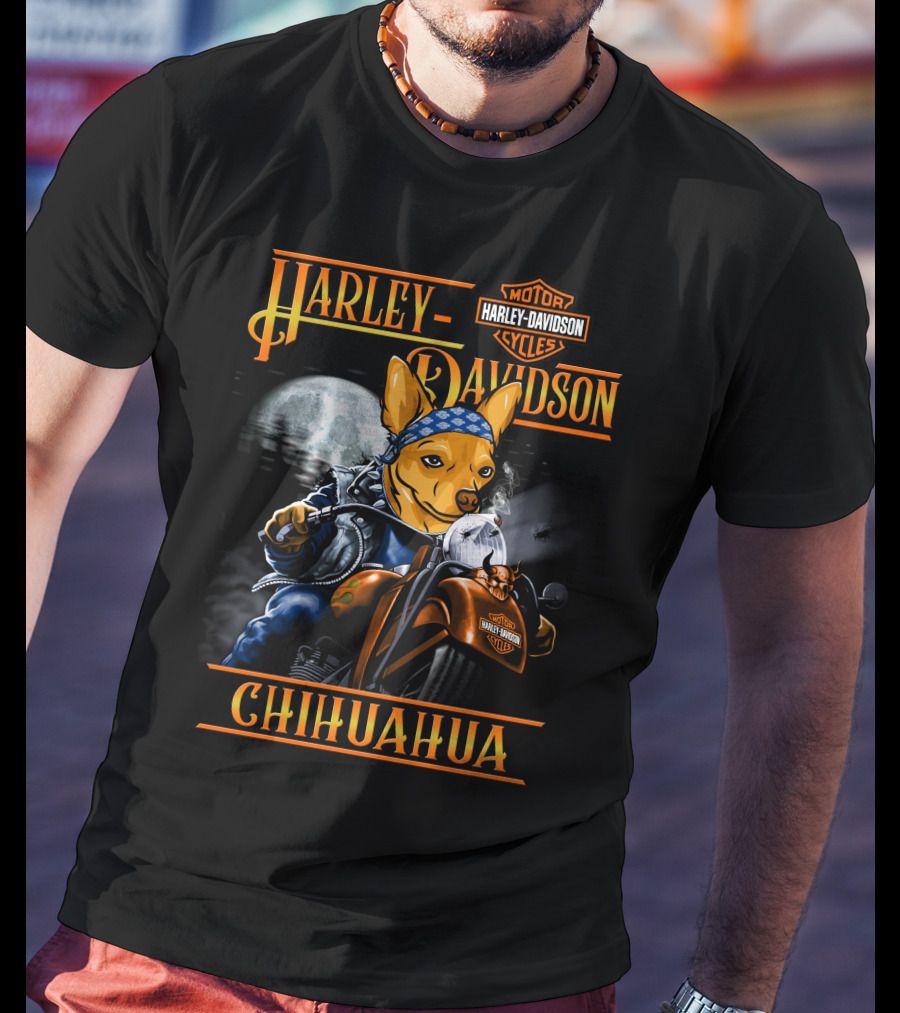 Harley Davidson Chihuahua Motorcycles Moon Rider T-Shirt