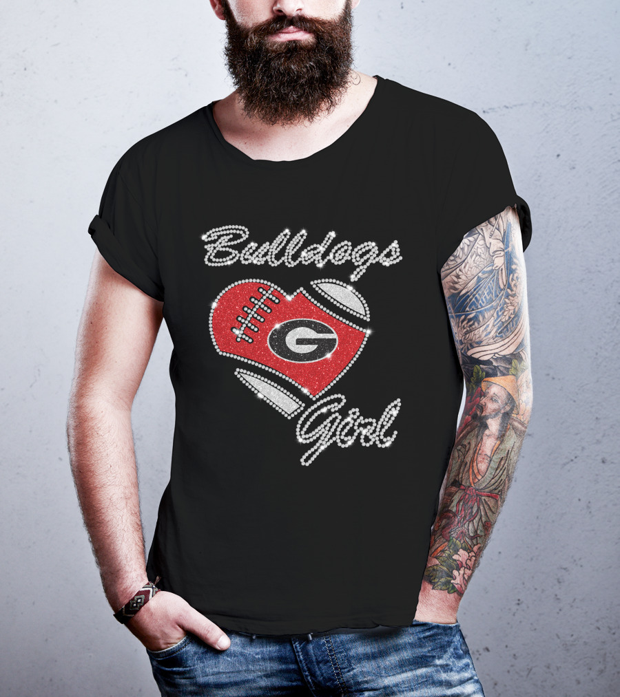 Bulldogs Girl Heart Football Georgia Bulldogs T-Shirt