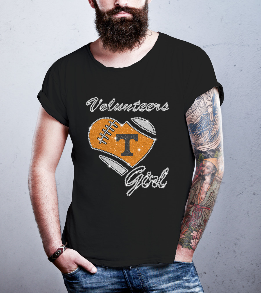 Volunteers Girl Heart Football T Tennessee Volunteers T-Shirt