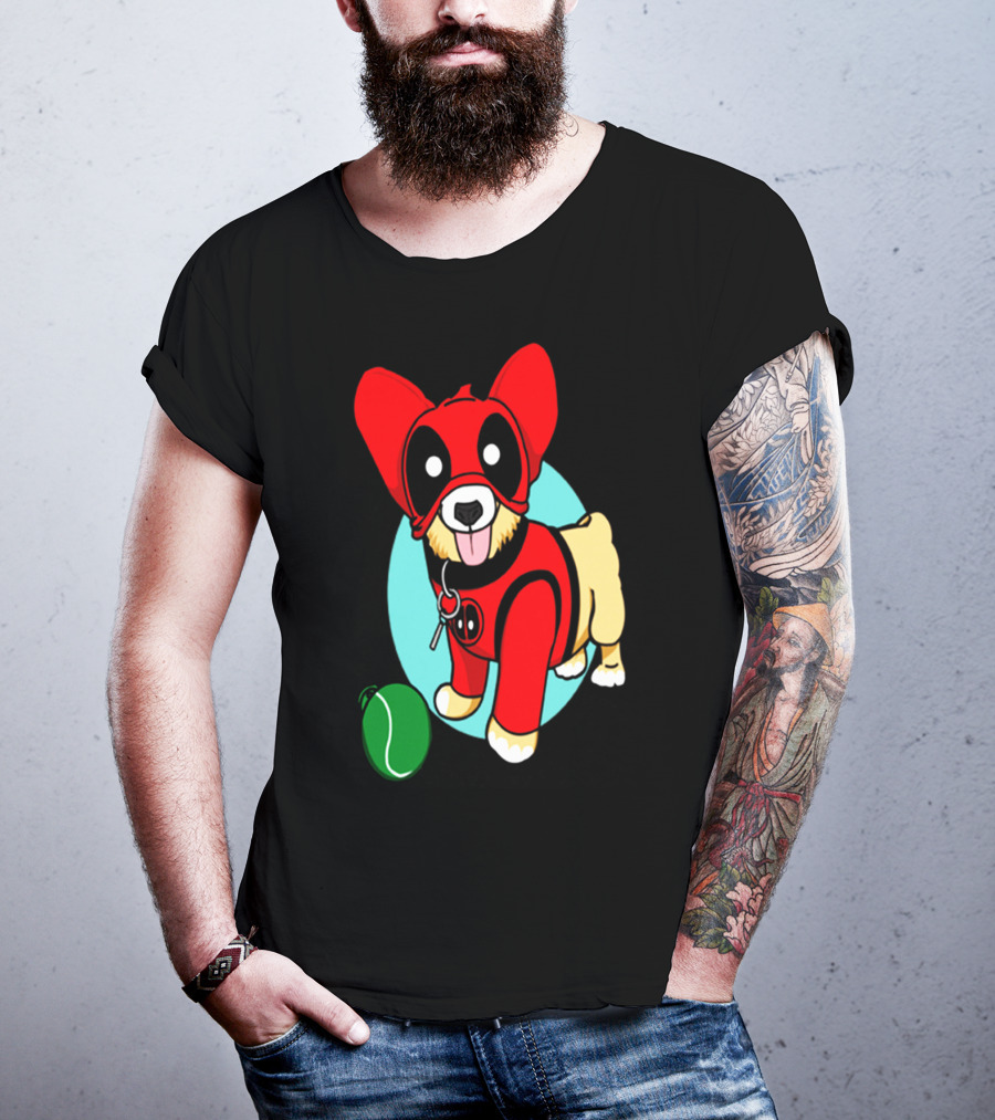 Corgi In Deadpool Costume With Tennis Ball T-Shirt