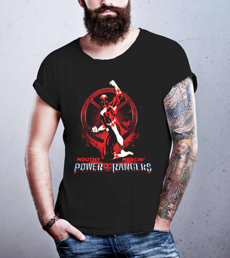 Mouthy Mercin' Power Of Rangers Crossover With Deadpool T-Shirt