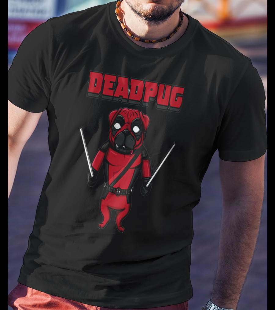 Deadpug Deadpool Pug Comic Parody With Swords T-Shirt