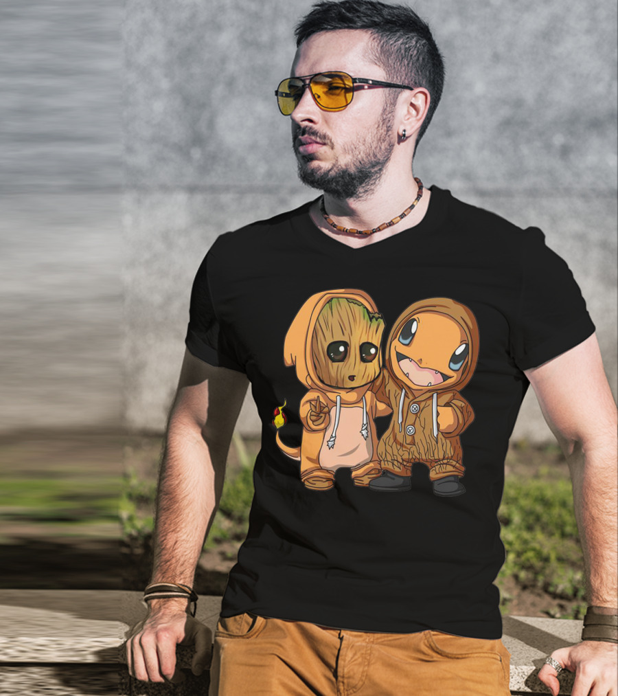 Groot And Charmander Crossover Hoodie Mashup T-Shirt