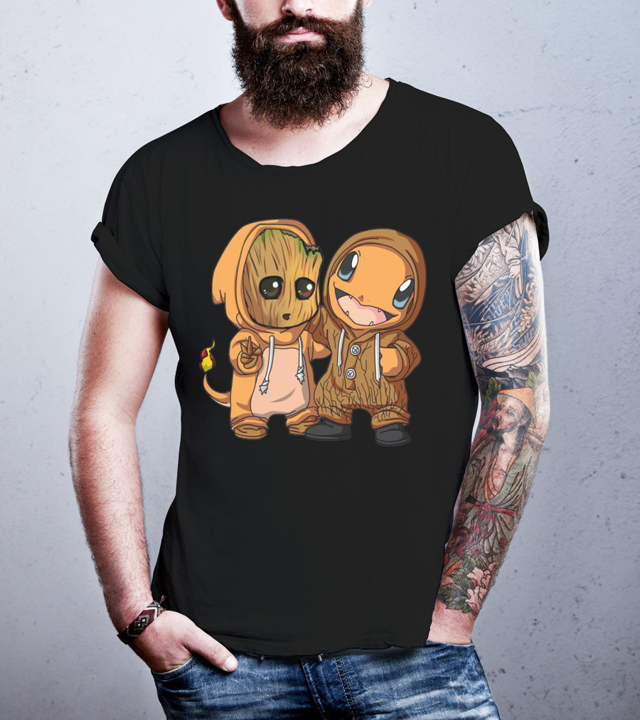 Groot And Charmander Crossover Hoodie Mashup T-Shirt