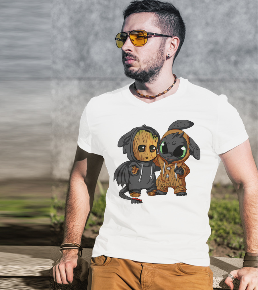 Groot And Toothless Crossover Hoodie Characters T-Shirt