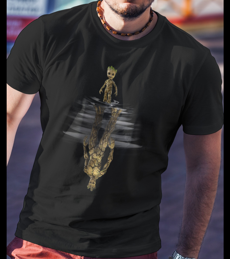 Groot Water Reflection Shadow Guardians Of The Galaxy Character T-Shirt